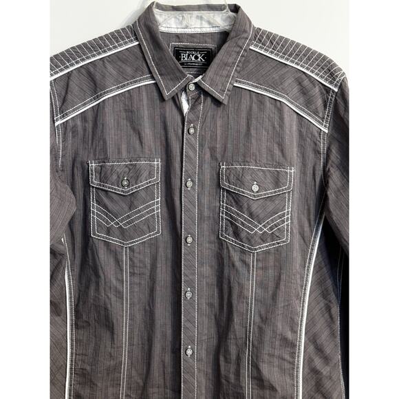 Buckle Black Standard Fit Snap Button Long Sz L Gray Western Cowboy Rodeo - Picture 2 of 9
